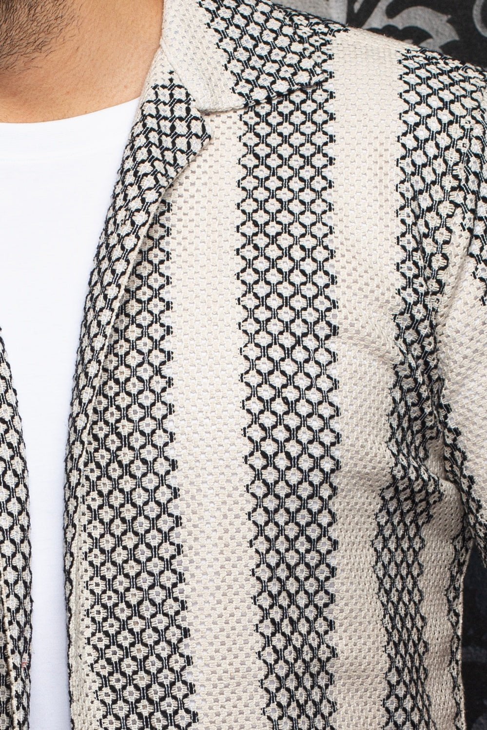 CHEMISE MANCHES COURTES COL OUVERT | RAJ - T, Cream Black - AU NOIR