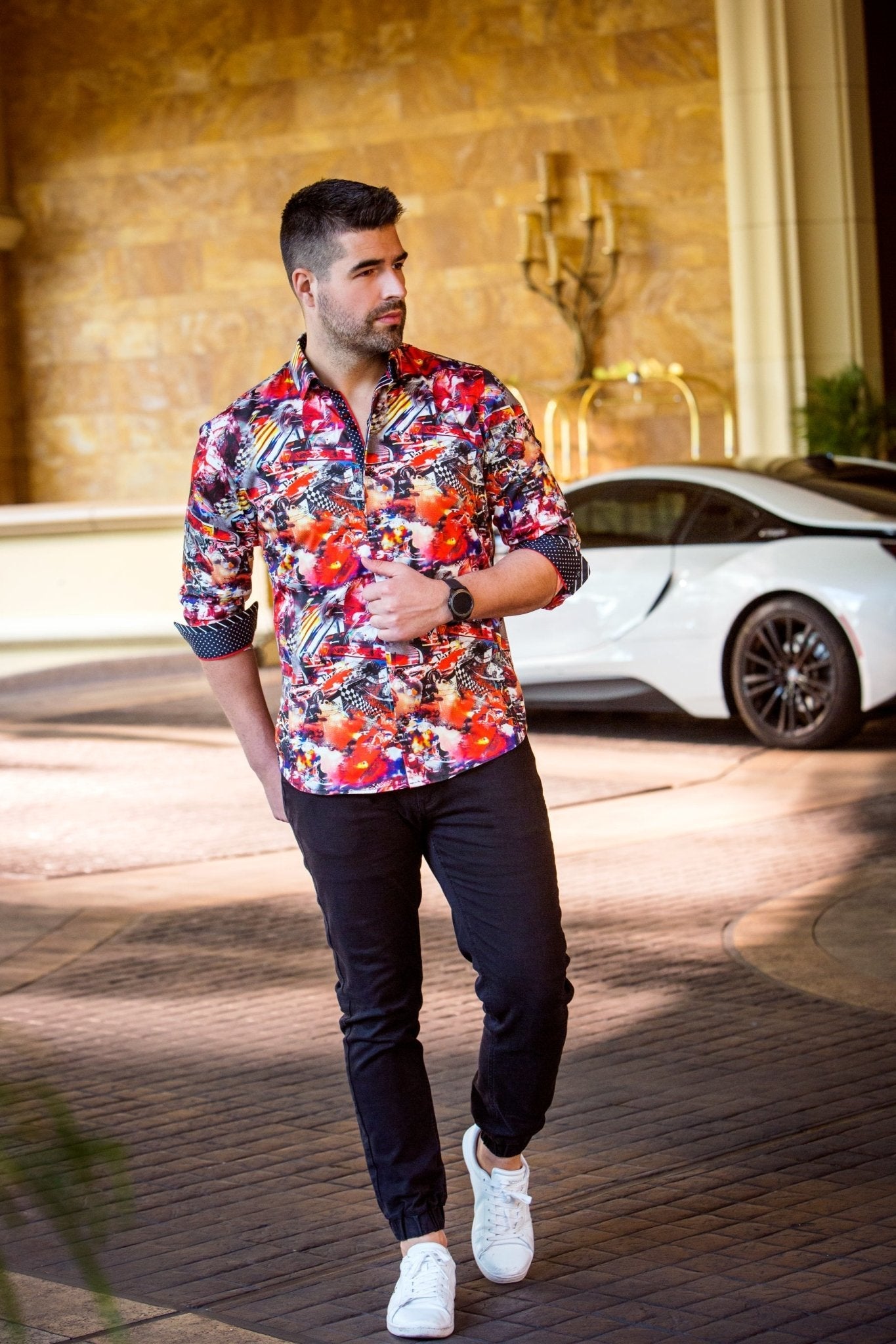 Chemise - MONZA, Red multi - AU NOIR