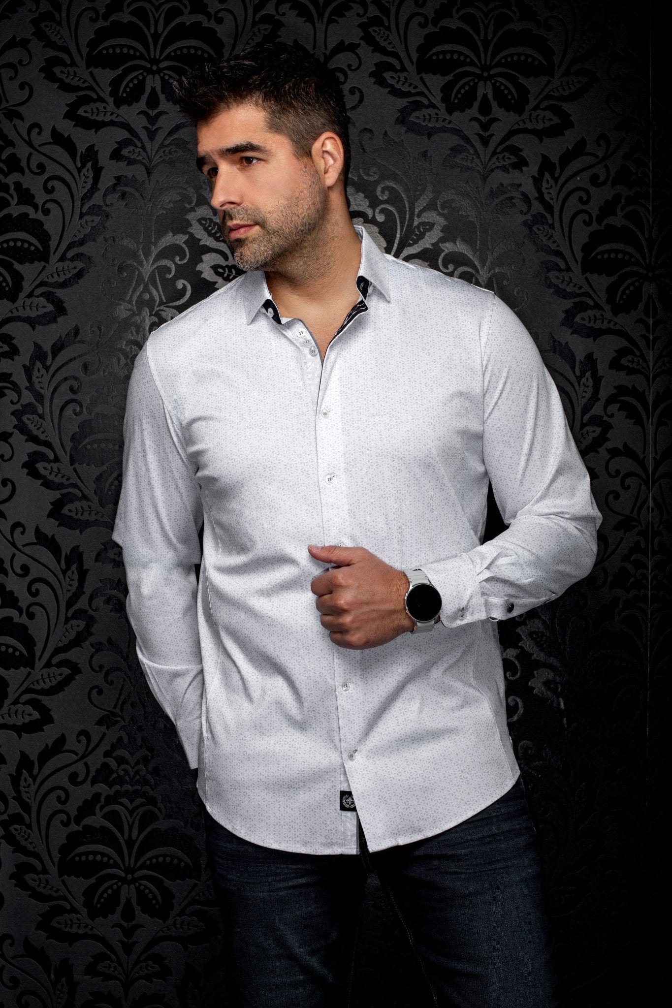 CHEMISE | NOVA, White Grey - AU NOIR