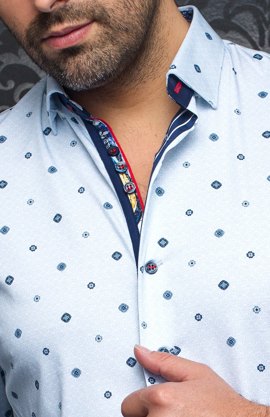 Chemise - ODESSA, White sky blue - AU NOIR