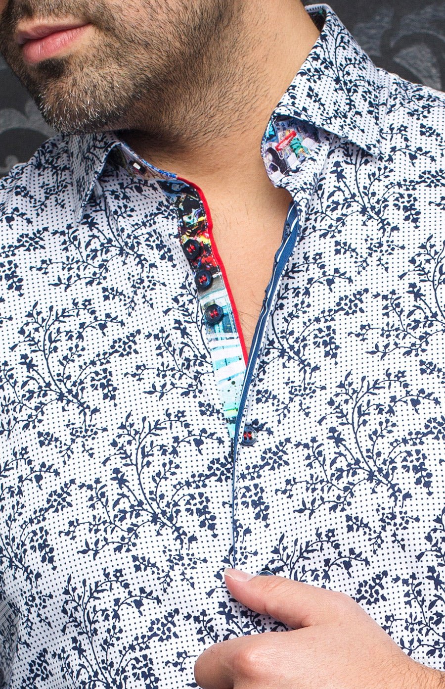 Chemise - VICTOR, White Navy - AU NOIR