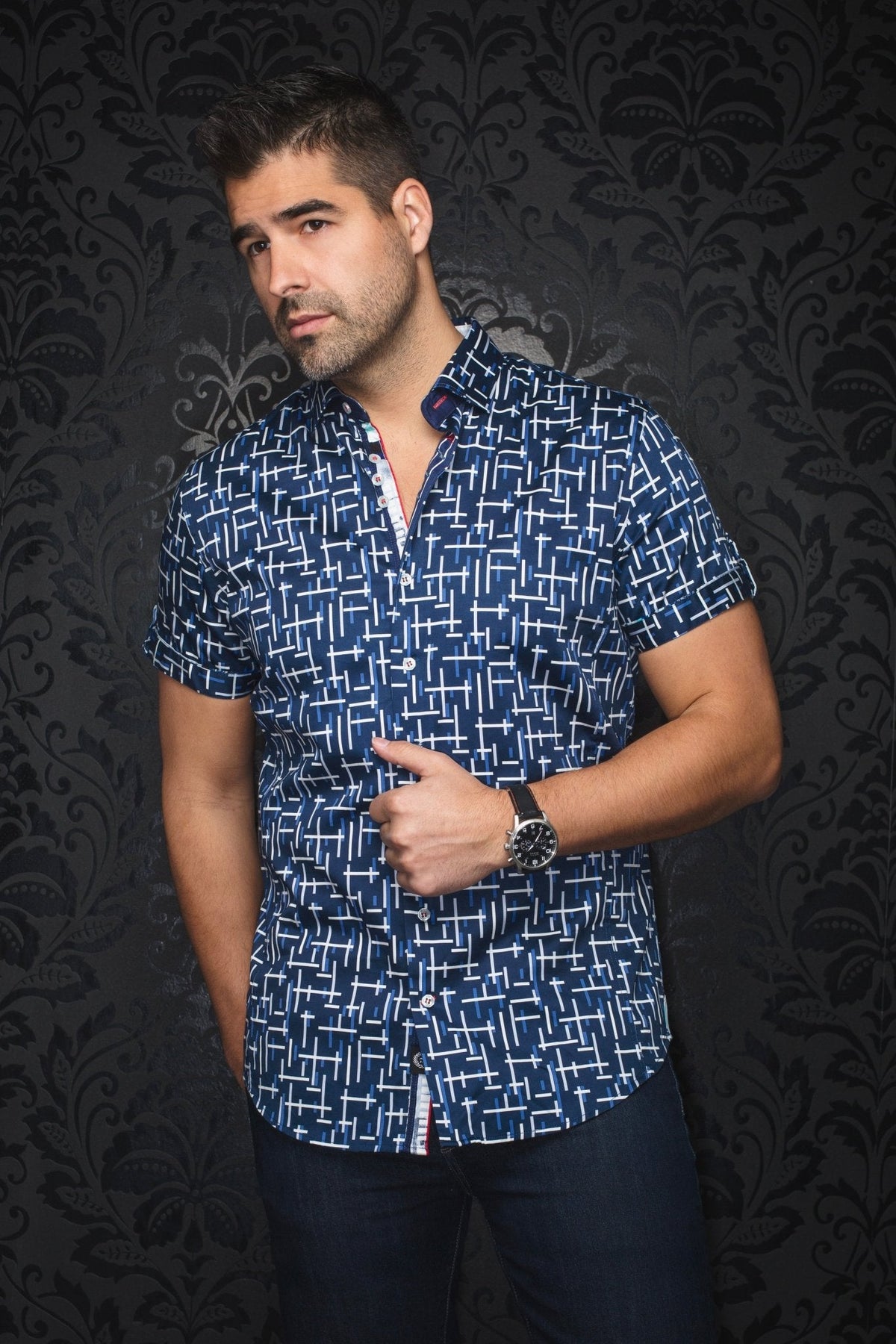 Manches Courtes | COLTON, Navy Blue - AU NOIR