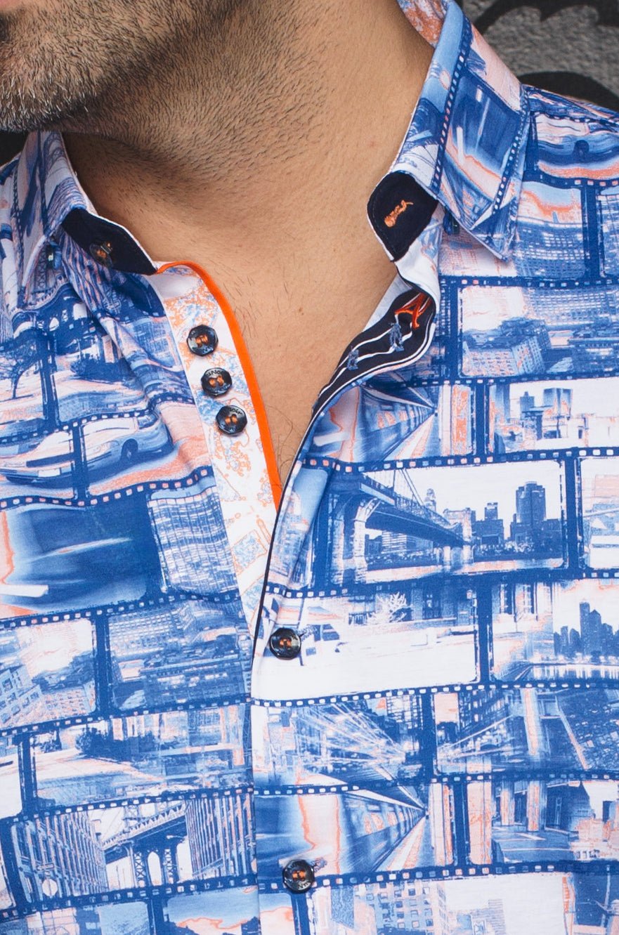 MANCHES COURTES EXTENSIBLE | MEDFORD, Blue Orange - AU NOIR