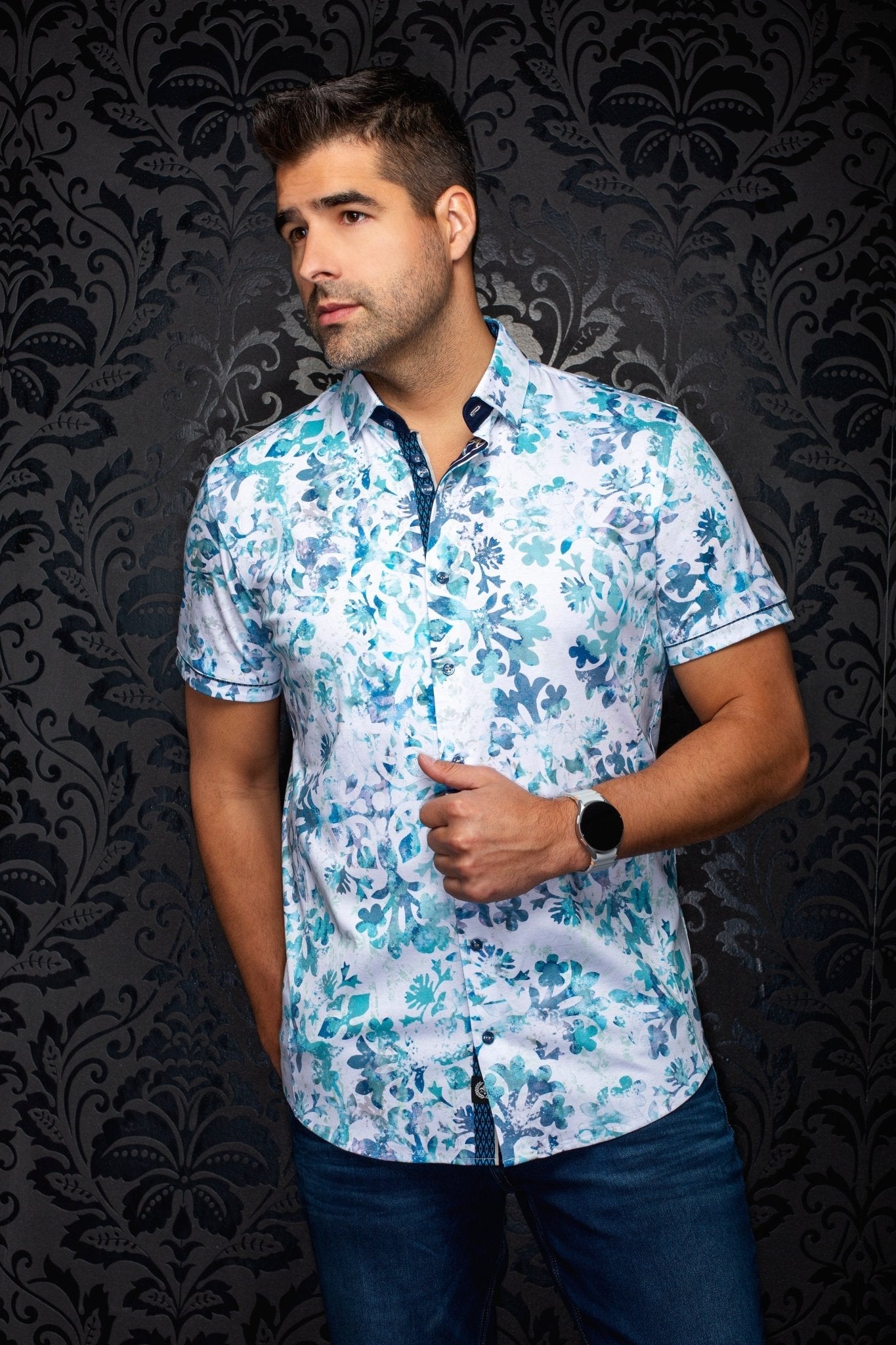 MANCHES COURTES EXTENSIBLE | TAVIRA, Turquoise - AU NOIR