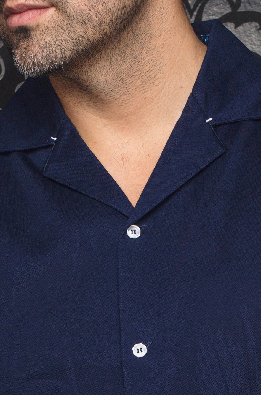 Manches Courtes Flat Collar | BRAHEA, Navy - AU NOIR