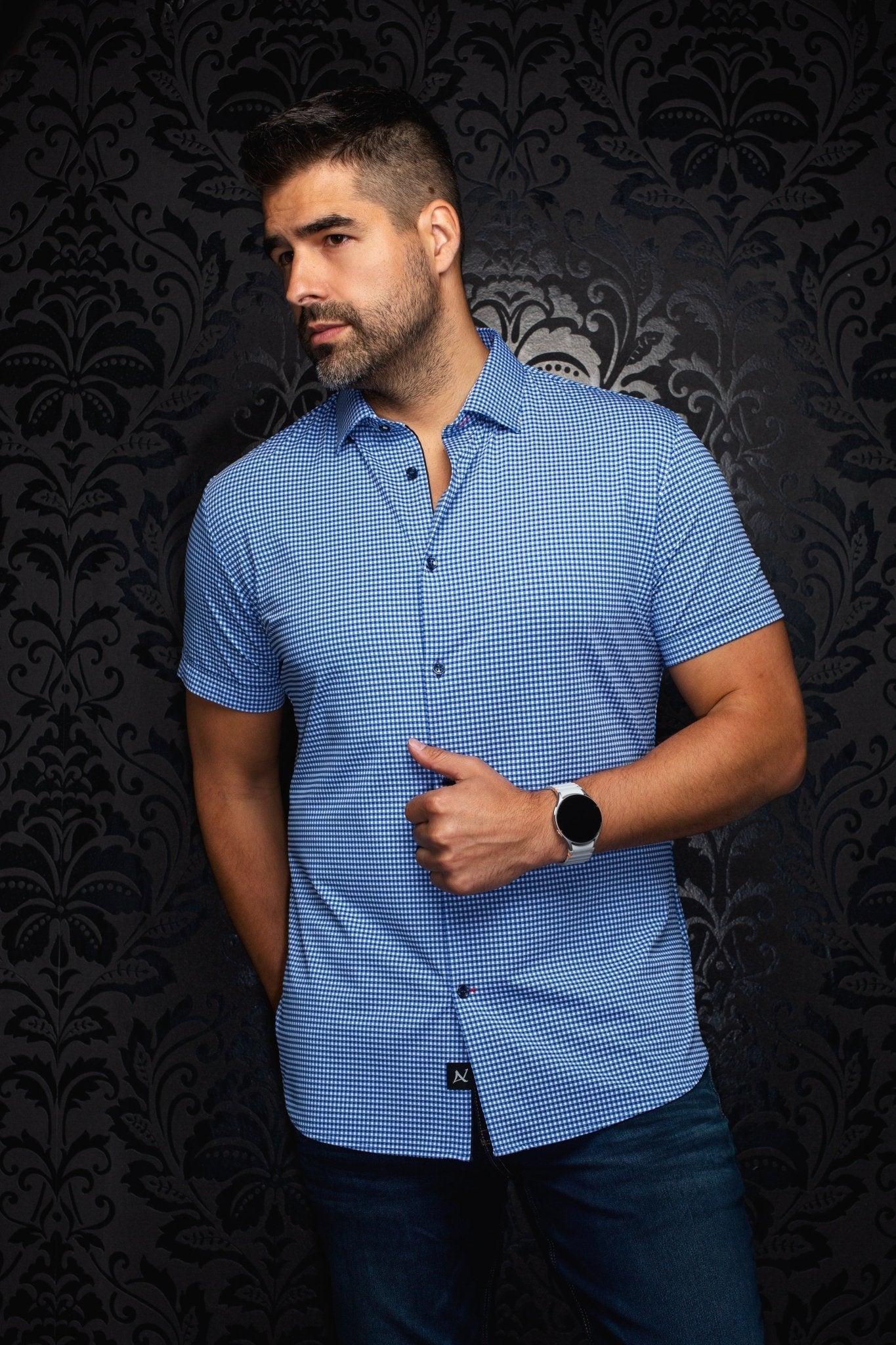 MANCHES COURTES NYLON | GENOVA, Navy - AU NOIR