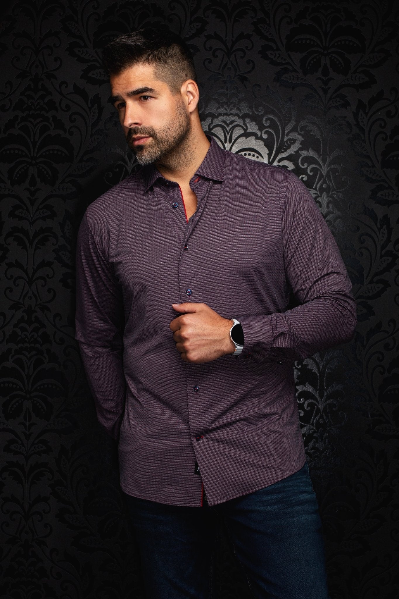 MANCHES LONGUES NYLON | BORGIA, Burgundy - AU NOIR