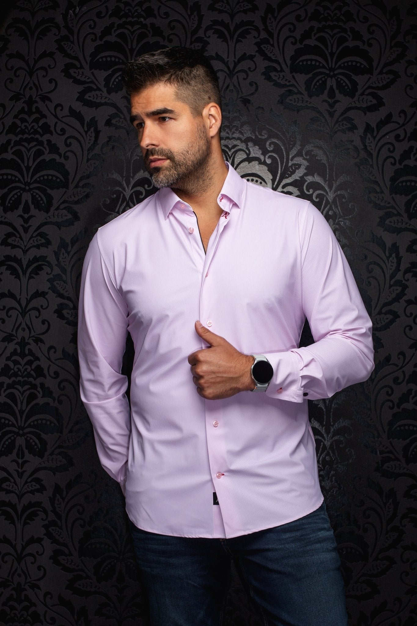MANCHES LONGUES NYLON | NICOLAS STRP, Pink - AU NOIR