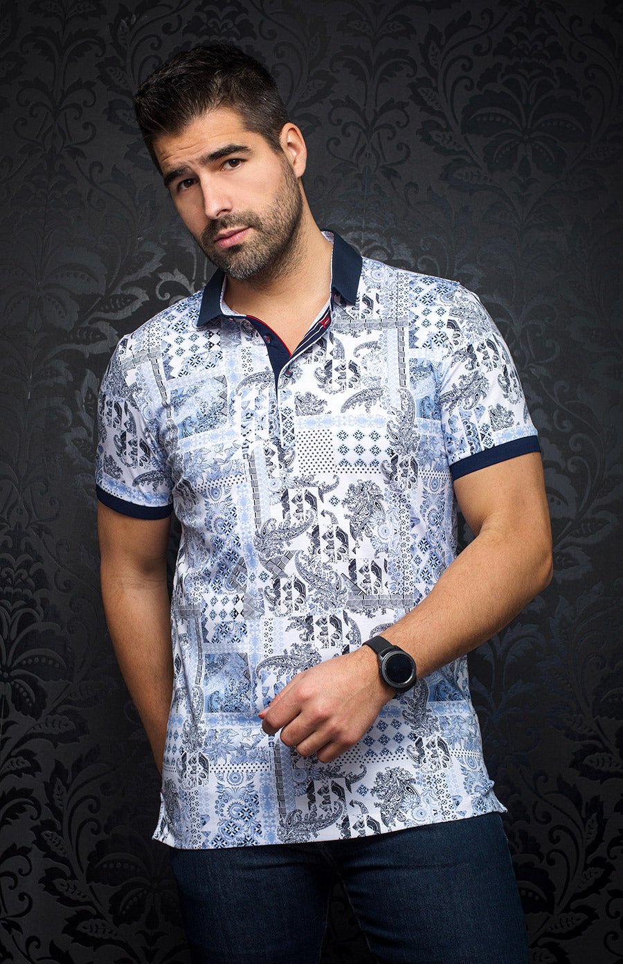 Polo - AURELIO, light blue - AU NOIR