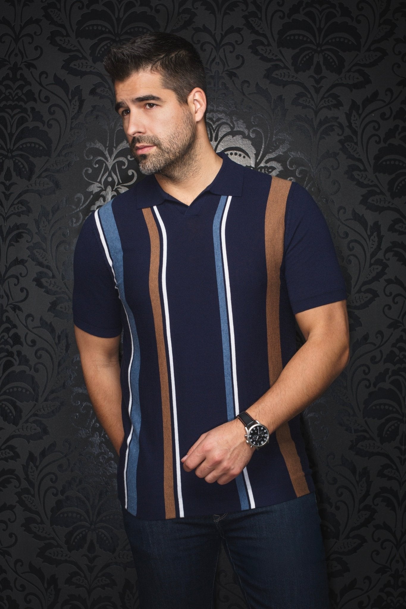 POLO LAINE DE MÉRINOS | AVERY, Navy - AU NOIR