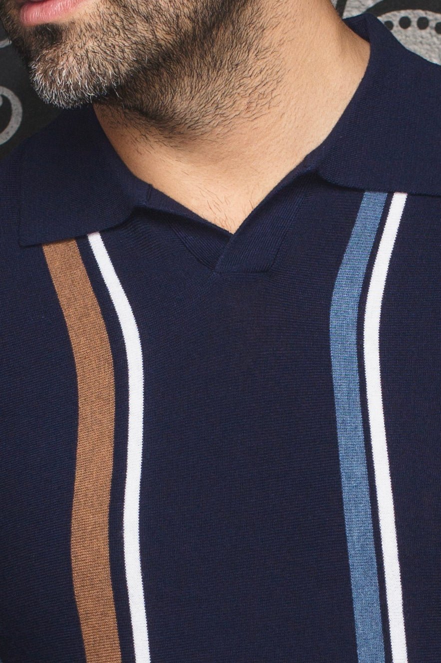 POLO LAINE DE MÉRINOS | AVERY, Navy - AU NOIR