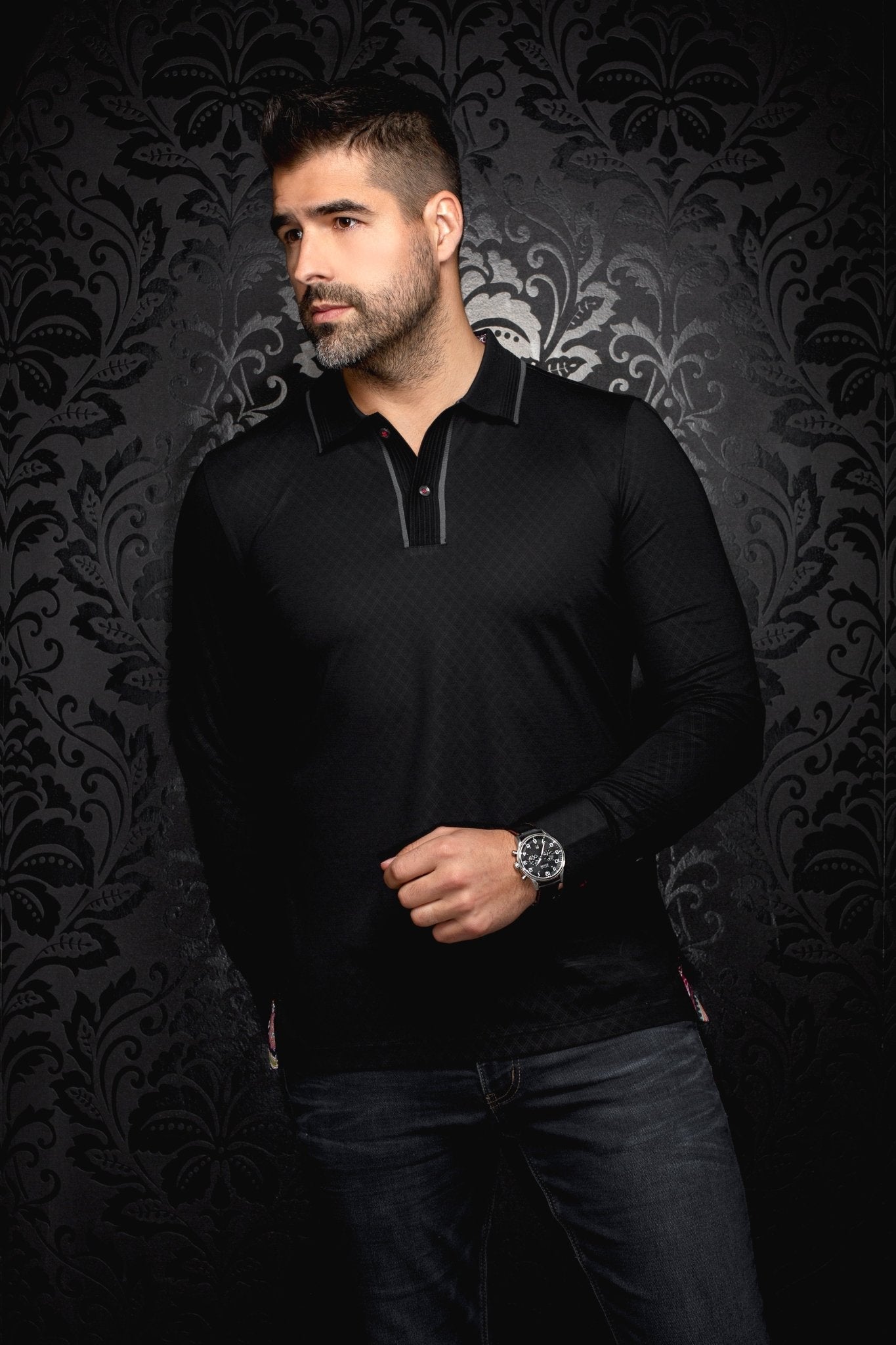 POLO MANCHES LONGUES | KANT, Black - AU NOIR