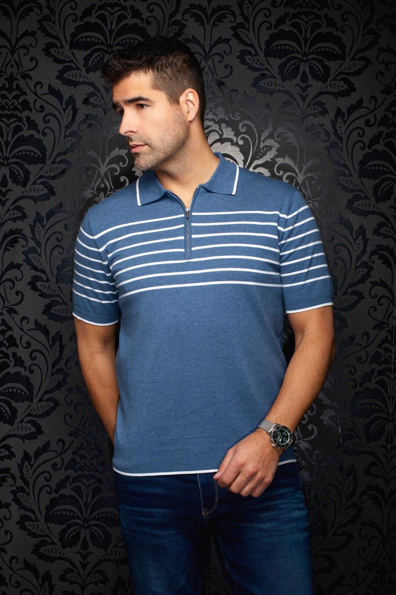 POLO TRICOT | OBAN, Teal - AU NOIR