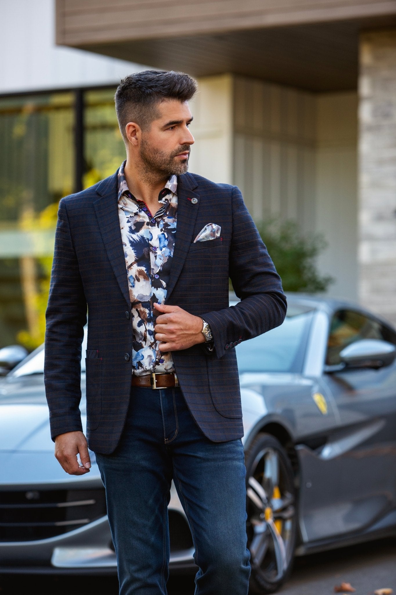 VESTON | ELBA, Navy Brown - AU NOIR